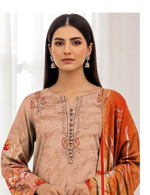 3 Piece Delika Digital Printed Embroidered  3 PC AZ-1045-1 Delika Digital Printed Embroidered  3 PC AZ-1045-1