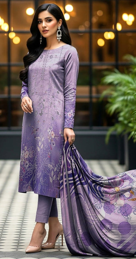 3 Piece Delika Digital Printed Embroidered  3 PC AZ-1045-6 Delika Digital Printed Embroidered  3 PC AZ-1045-6