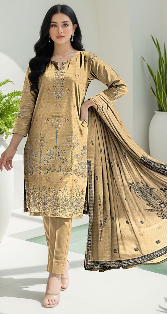 3 Piece Delika Embroidered  3 PC AZ-1050-4 Delika Embroidered  3 PC AZ-1050-4