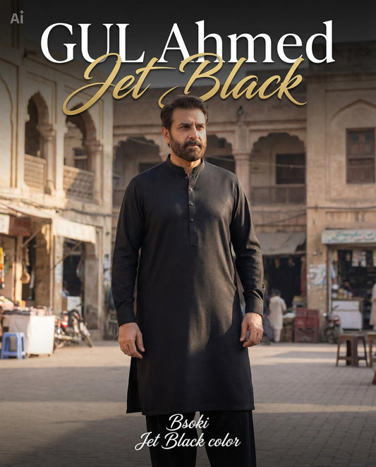 Gul Ahmed Wash N Wear Jet Black Gul Ahmed Wash N Wear Jet Black