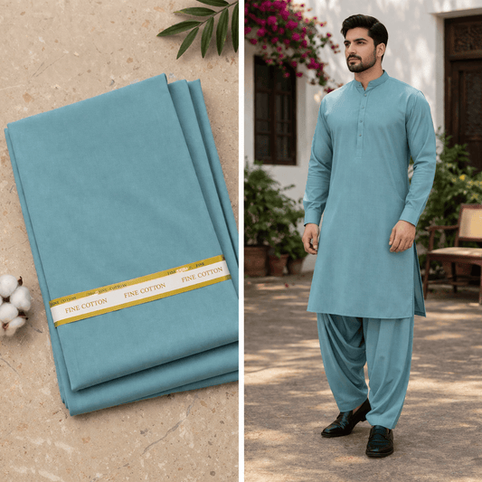 Mens Cotton Shalwar Qameez Fabrics Gul Ahmed Pima Soft Cotton - Muted Aqua Gul Ahmed Pima Soft Cotton - Muted Aqua