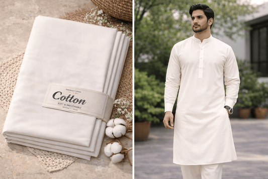 Mens Cotton Shalwar Qameez Fabrics Gul Ahmed Pima Soft Cotton - Off-White Gul Ahmed Pima Soft Cotton - Off-White