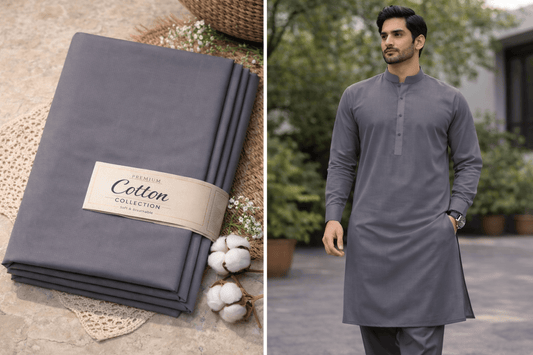 Mens Cotton Shalwar Qameez Fabrics Gul Ahmed Pima Soft Cotton - Slate Gray Gul Ahmed Pima Soft Cotton - Slate Gray